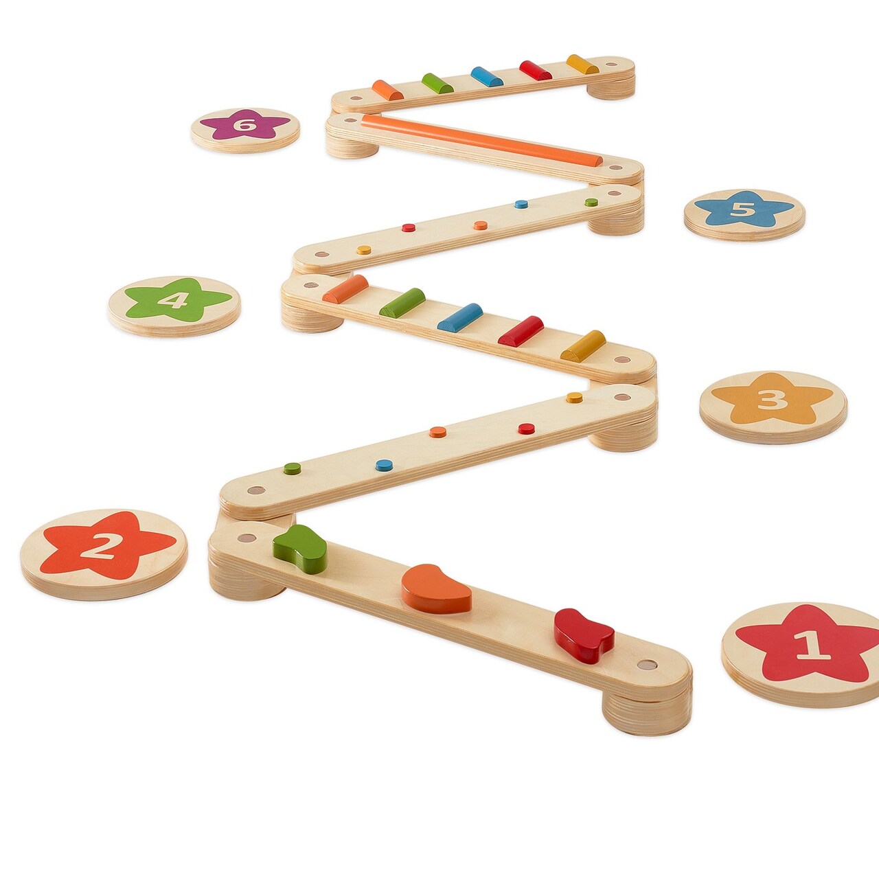 Kids Wooden Balance Beam Set 6 PCS, Stepping Stones Obstacle Course Toy